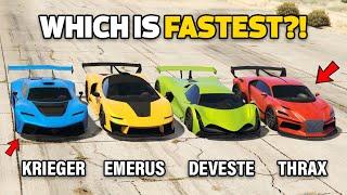 GTA 5 ONLINE - KRIEGER VS DEVESTE EIGHT VS EMERUS VS THRAX (WHICH IS FASTEST?)