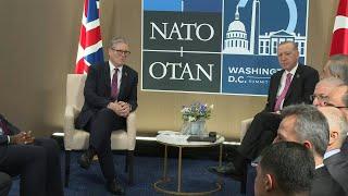 British Prime Minister Starmer and Turkish President Erdogan meet at NATO summit | AFP