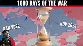 1000 days of war in Ukraine. See front line change and follow the war's progress