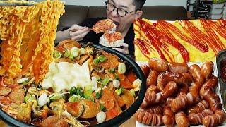 햄가득 부대찌개에 라면 당면사리와 직접만든 계란말이 소세지 요리 먹방 Spicy Sausage Stew MUKBANG