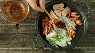 [korean food] spicy sausage stew, army camp stew, budae jjigae, 부대찌개