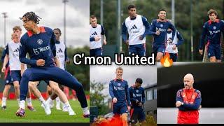 C'mon United , Leny Yoro, Hojlund, Rashford, Sancho..., Manchester United training Carrington