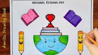 National Reading Day Drawing Easy | Best Vayana Dinam Poster Drawing | World Book day Drawing easy