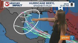 Tracking Hurricane Beryl through path's uncertainty