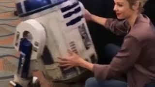 Laura Vandervoort Sometimes you just need a hug from R2 D2