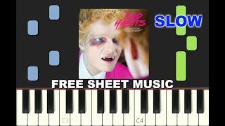 SLOW piano tutorial "BAD HABITS" by Ed Sheeran, free sheet music (pdf)