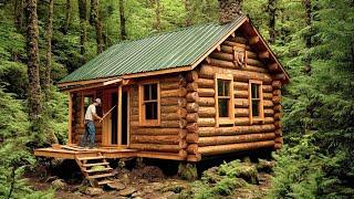 Man Builds Amazing DIY LOG CABIN in the WOODS | Off Grid House Start to Finish