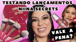 Lançamentos Niina Secrets Pó Solto, Pincéis, Vitamina C, Esponjinha + testando os produtos  ️