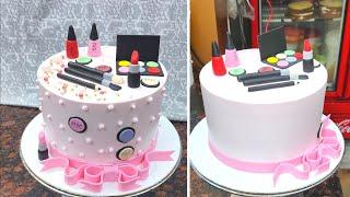 Chalo Aj Denting Painting Wala Cake Bana Te Hai | Makeup Cake Design With Fondant | Makeup Cake