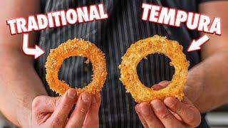 Crispiest Homemade Onion Rings 2 Ways (Traditional and Tempura Style)