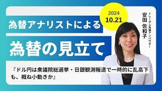 ＜安田佐和子の為替の見立て＞ドル円振り返り＆今後2週間の見立て（2024.10.21）