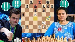 An exceptional Chess Game : 37 | Magnus Carlsen vs Koneru Humpy #chess #chessgrandmaster