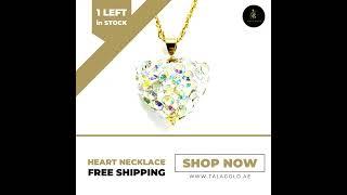 18K Pure Gold Heart Swarovski Necklace