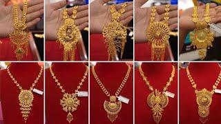 Letest gold light weight long necklace design with weight and price || gold long Sita har design ||