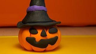 Halloween DIY ideas. Pumpkin made of plasticine.