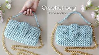 Crochet Tutorial ~ Beautiful modern small crochet bag (Subtitle Available)