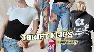 super easy thrift flips  DIY patchwork jeans + corset top