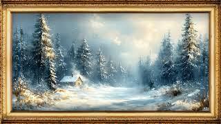 FRAMED TV ART 4k Winter Forest Oil Painting - SUBTLE SNOW ANIMATION | TV WALLPAPER | No Sound