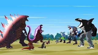 30 MINUTES FUNNY OF Godzilla vs SHARK | Godzilla Cartoon Compilation
