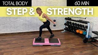 STEP AEROBICS WITH WEIGHTS // 60 MIN STEP AND STRENGTH WORKOUT