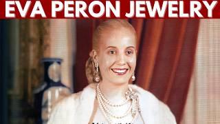 Eva Peron Jewelry Collection | Platinum Brooch | Gems | Diamond Tiara | Necklace | Rings | Rubies