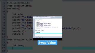 C program that use user defined function swap()to interchange the value of two variable