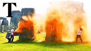 Just Stop Oil spray Stonehenge in climate protest