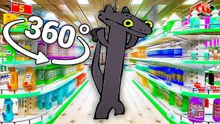 Toothless Dragon Dancing - Supermarket in 360° Video | VR / 4K | ( Toothless Dancing Meme )