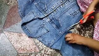 Turn your old jeans jacket into a denim vest and stylish it!