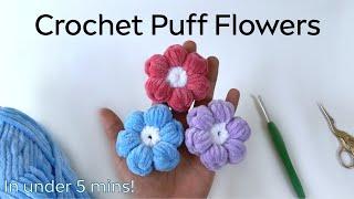 How To Crochet Flowers | Easy Crochet Tutorial for Beginners | Crochet Puffy Flowers