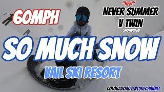 Never Summer V Twin in fresh Powder at Vail