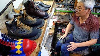 Process of Making Handmade Hiking Boots. Best Handmade Shoe Master in Korea.