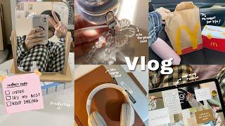 daily vlog : 7 am productive morning routine, aesthetic desk setup, home cafe, new laptop case