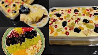 Fruit Custard Pudding/Easy pudding with Bread