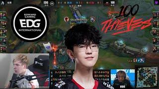 LS And Ender Cast EDG Jiejie's Quadra Kill Against 100T!!