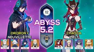 C0 Chasca Melt & C0 Ororon + Neuvillette Taser | Spiral Abyss 5.2 | Genshin Impact