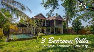 3 Bedroom Luxury Villa For Rent - Next To Golf Course, Sambour, Siem Reap | IPS Cambodia