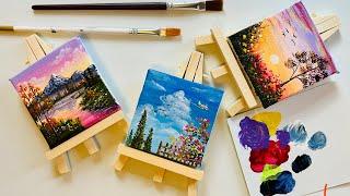 3 Easy Acrylic Painting for Beginners / 3 Mini canvas ideas