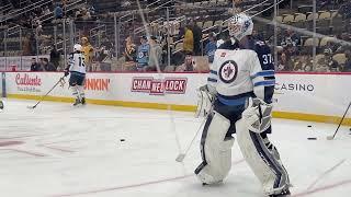 Connor Hellebuyck & Laurent Brossoit Warm-Ups