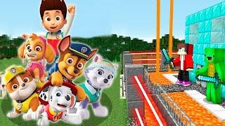 PAW PATROL vs Security House in Minecraft Challenge Maizen JJ and Mikey