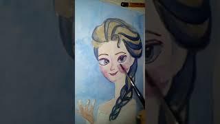 Drawing Elsa Frozen watercolor step by step