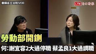 勞動部開鍘 何佩珊：謝宜容2大過停職 蔡孟良1大過調職（翻攝自立法院IVOD）