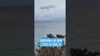 왕족이네 가족여행 망양정에서 바라 본 동해바다와 눈덮인 산 #경이로운왕족들 #제이라로비 #방양정 #울진여행 #관동별곡