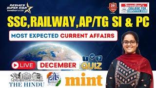 December CA Expected Questions | SSC, Railway, AP & TG SI/Constable | Smart Approach by Anjini Mam