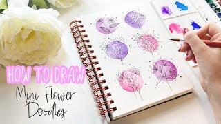 EASY FLOWER DOODLES | Step by step floral drawings with watercolour for beginners