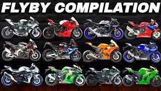 Flyby Compilation [H2R, Panigale V4R,H2, R1M, GSXR1000, RC8C,R1, ZX10R,CBR1000RRR, M1000RR, RSV4] 