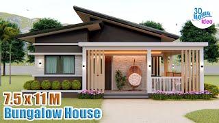 SIMPLE HOUSE DESIGN | 7.5 X 11 Meters with 3 bedroom | Pinoy House
