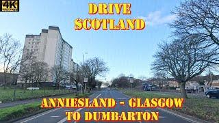 Anniesland - Glasgow to Dumbarton - A82 Great Western Road - 4K Drive Scotland