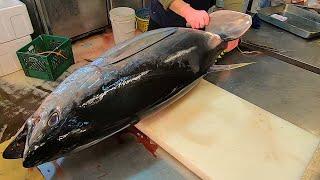 70 lb Yellowfin Tuna cutting skill - Fish Cutting in Asia