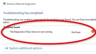 How To Fix Diagnostics Policy Is Not Running Error Windows 10 / 8 / 7